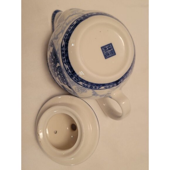 Elegant Blue & White Porcelain Tea Set 1 Teapot & 6 Cups Chinese Design Gift Box - Picture 6 of 13